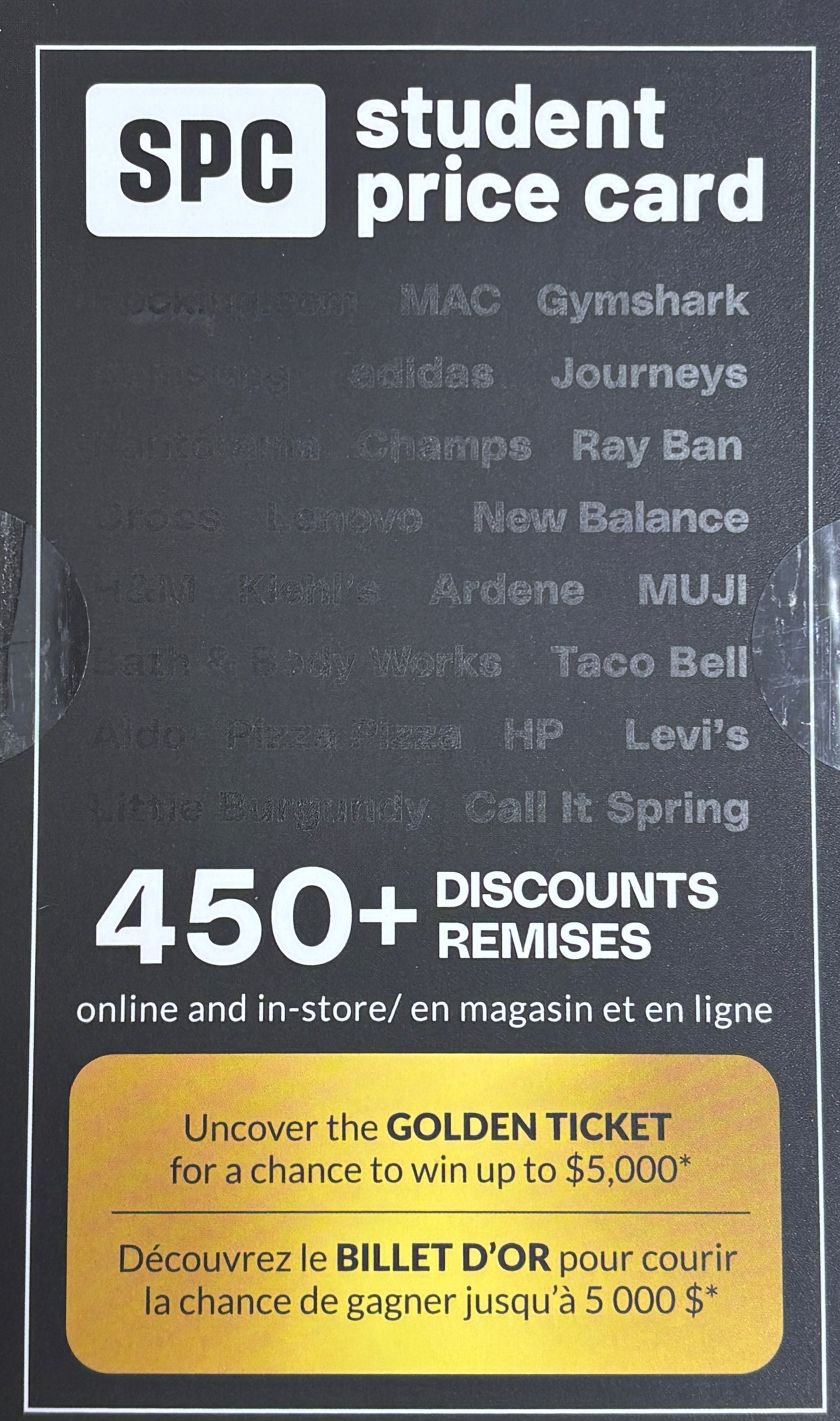 Carte SPC - Student Price Card